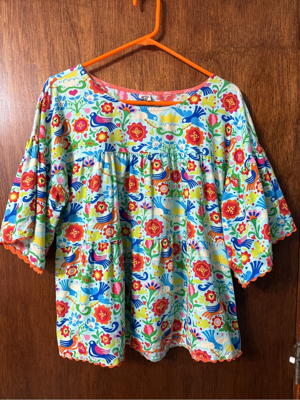 ivy jane Multicolor Floral & Bird Peasant Top